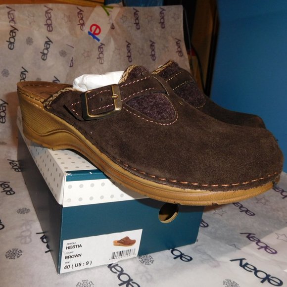 SALE! - NEW 9M FLEXUS BY SPRING STEP BROWN SUEDE HESTIA CLOG NEW IN BOX - Picture 2 of 8